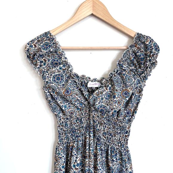 Anthropologie Boemo Boho Maxi Dress Size M Floral Peasant Tiered Smocking India - Picture 4 of 10